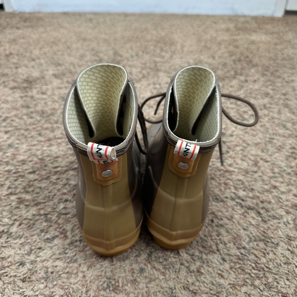 Hunter Brixen Brown Rain Boots Womens Ankle Waterproof Gum Sole Combat 8 READ - Picture 5 of 6